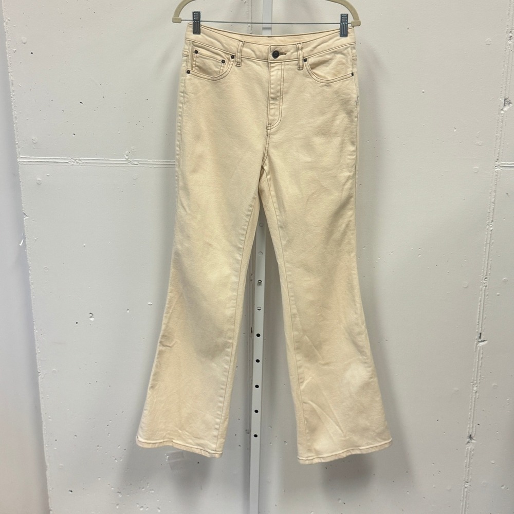 Future Collective Gabriella Karefa-Johnson Flare Jeans Cream High Rise Size 8